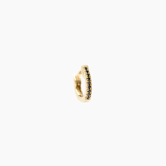 Boucle d'Oreille Unique - Créole Daylight Diamants Noirs - Or Jaune - 6mm