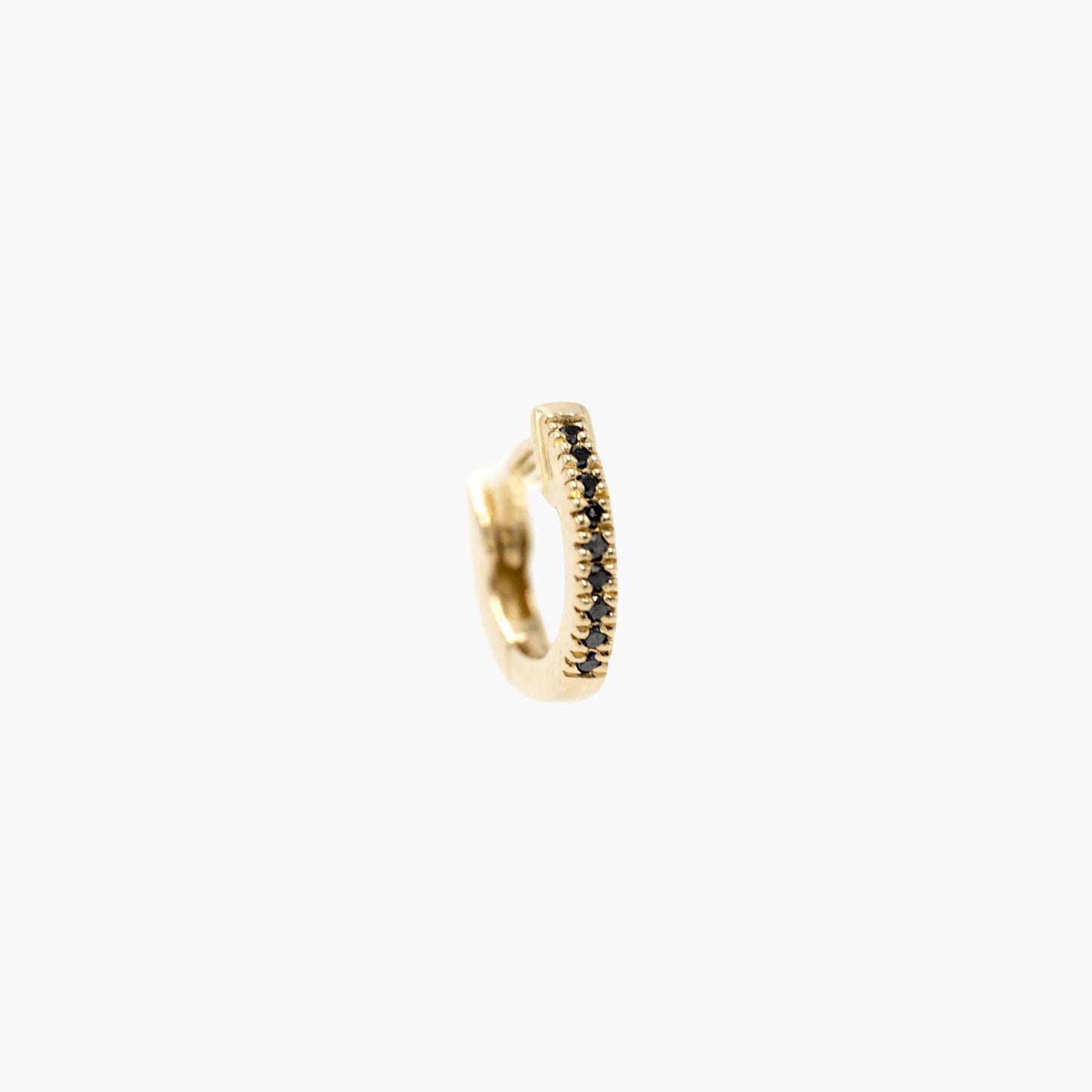 Boucle d'Oreille Unique - Créole Daylight Diamants Noirs - Or Jaune - 7mm
