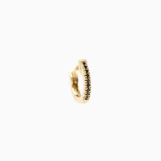 Boucle d'Oreille Unique - Créole Daylight Diamants Noirs - Or Jaune - 7mm