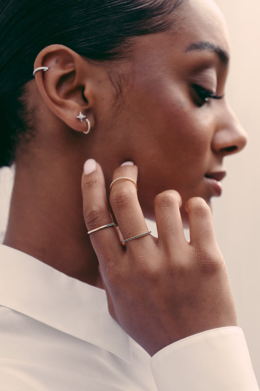 Boucle d'Oreille Unique - Créole Daylight - Or Blanc - 6 mm