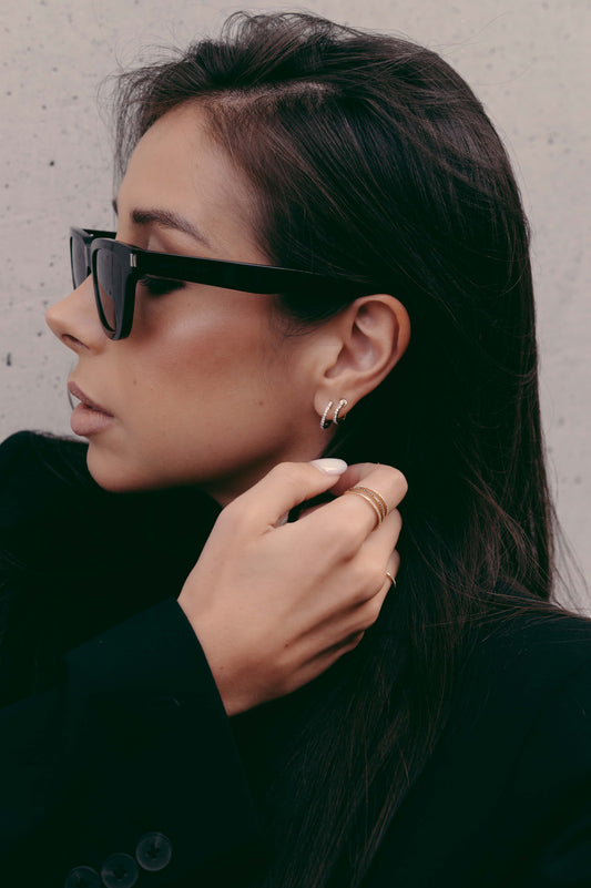 Boucle d'Oreille Unique - Double Créole Marie - Or jaune