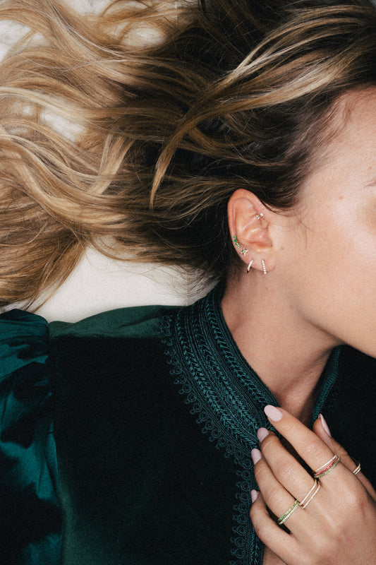 Piercing Star Émeraude - Or Blanc