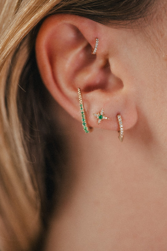 Piercing Star Émeraude - Or Jaune