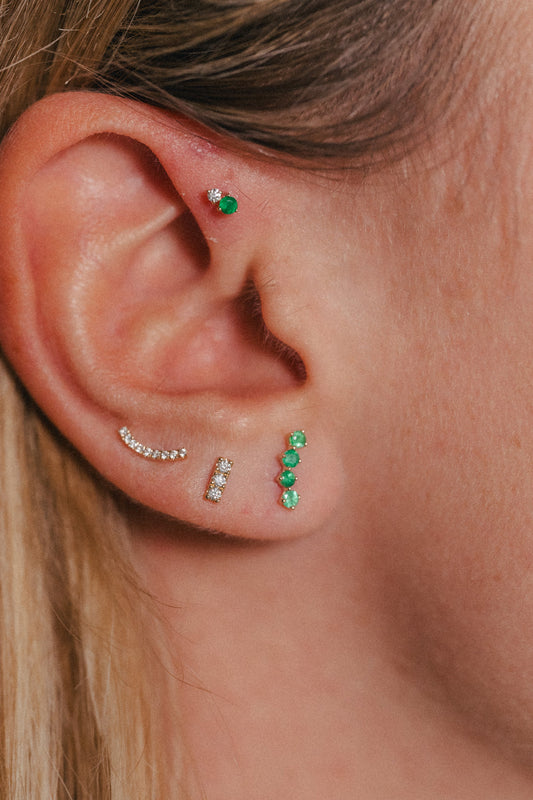 Piercing Hailey Émeraude - Or Blanc
