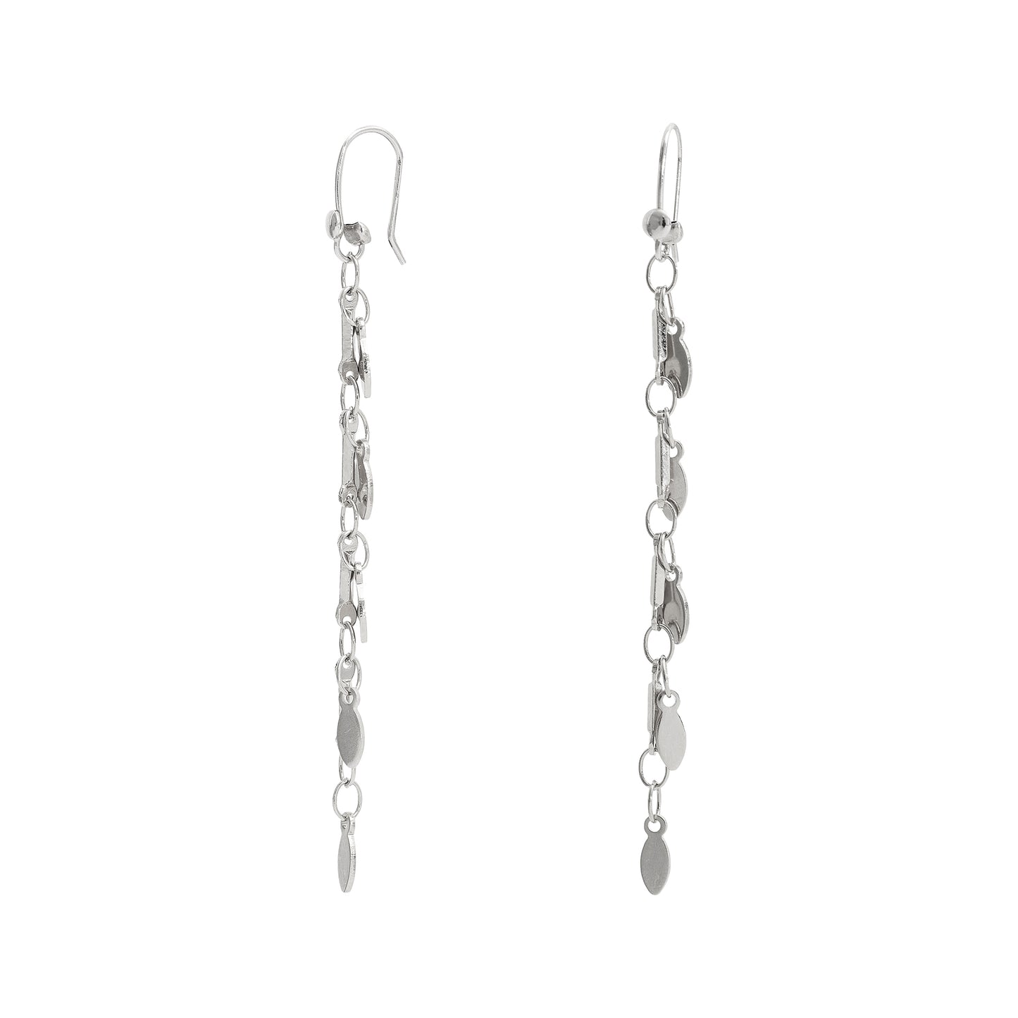 Boucles d’oreilles pendantes Nilaï orné pampilles ovales pointues argent