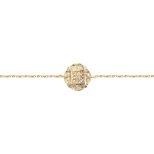 Bracelet Nilaï chaine fine médaille martelée