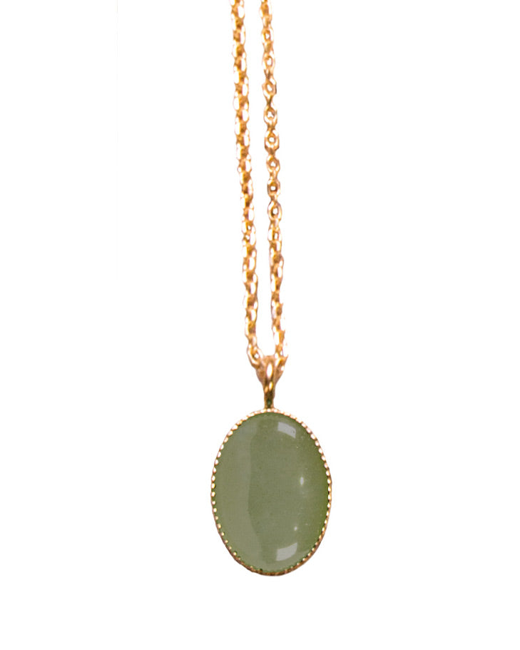 Collier Nilaï fin avec pendentif ovale en pierre aventurine