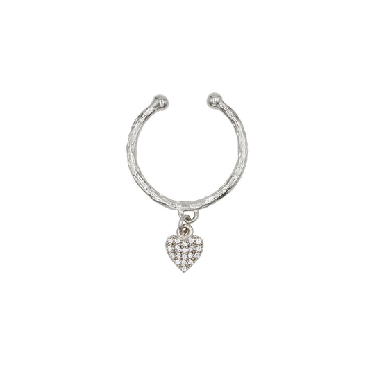 Bague fine couleur argent avec coeur