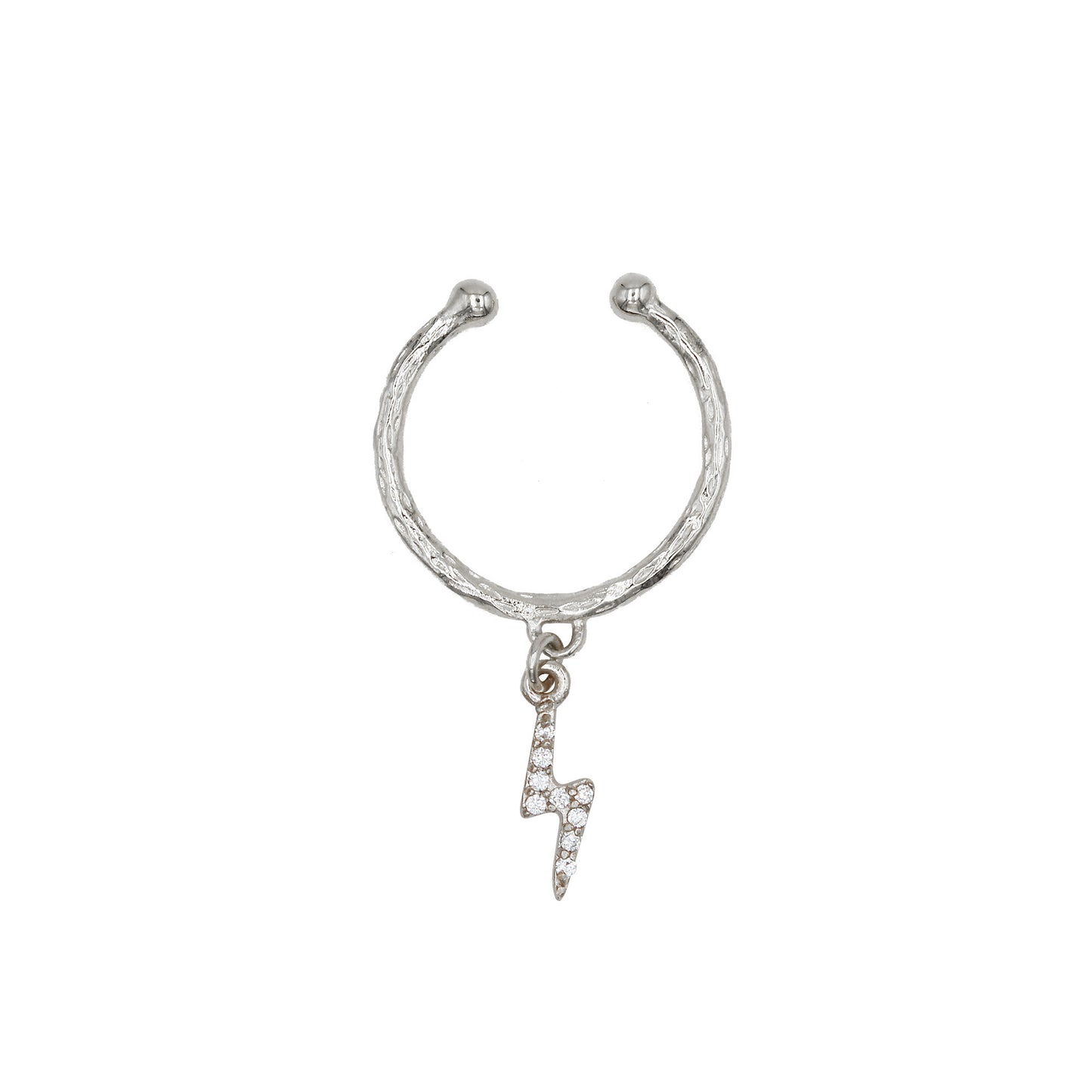 Bague fine couleur argent avec éclair