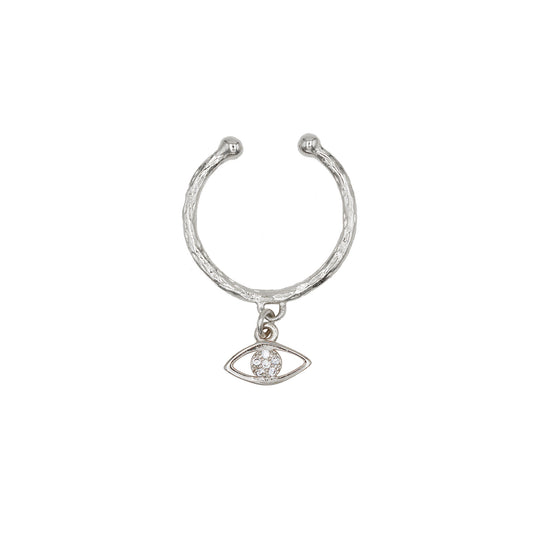 Bague fine couleur argent avec oeil