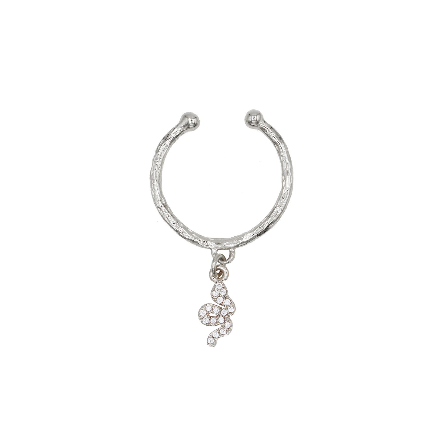 Bague fine couleur argent avec serpent