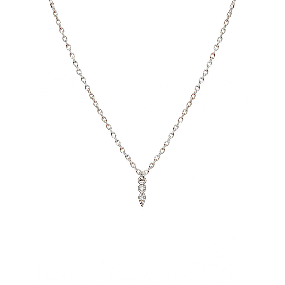 Collier fin argent et strass avec médaille en forme de goutte