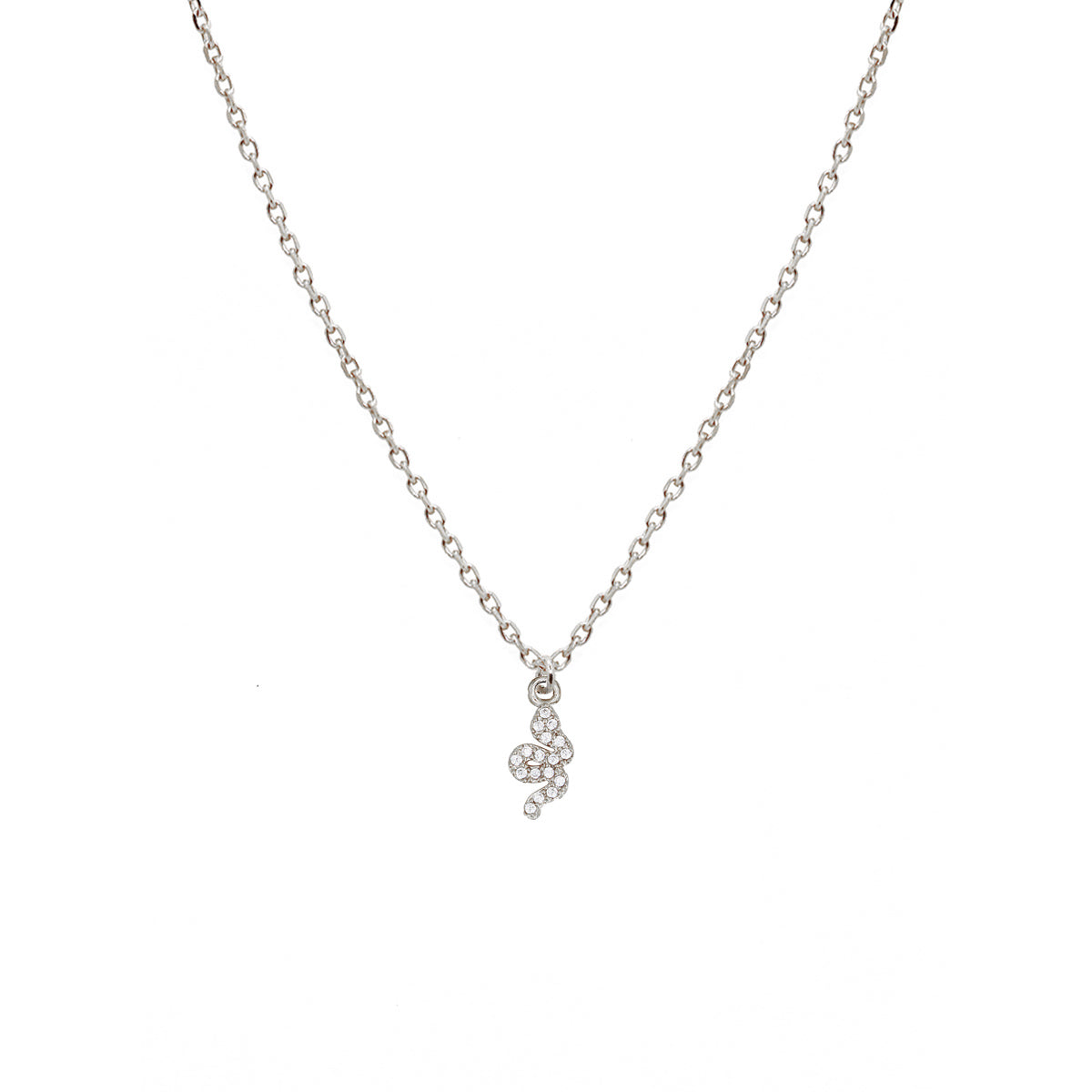 Collier fin argent et strass avec médaille en forme de serpent