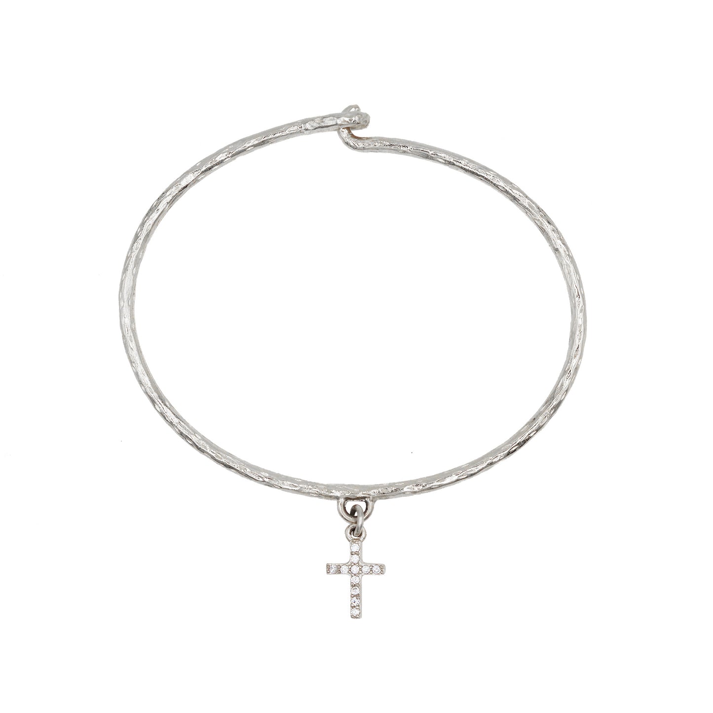 jonc lily en argent avec pendentif croix