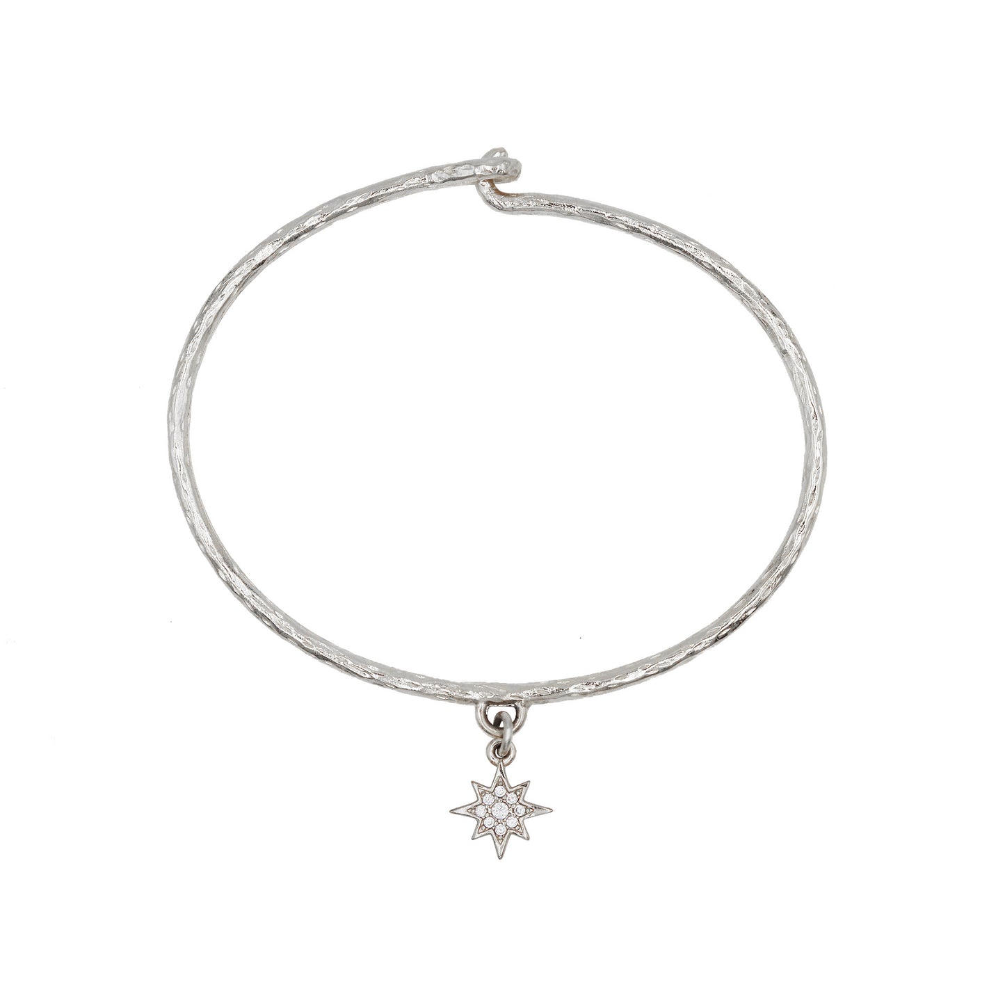 jonc lily en argent avec pendentif étoile du nord
