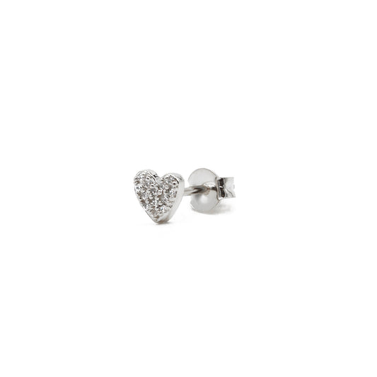 Mini puce d'oreilles argent en forme de coeur