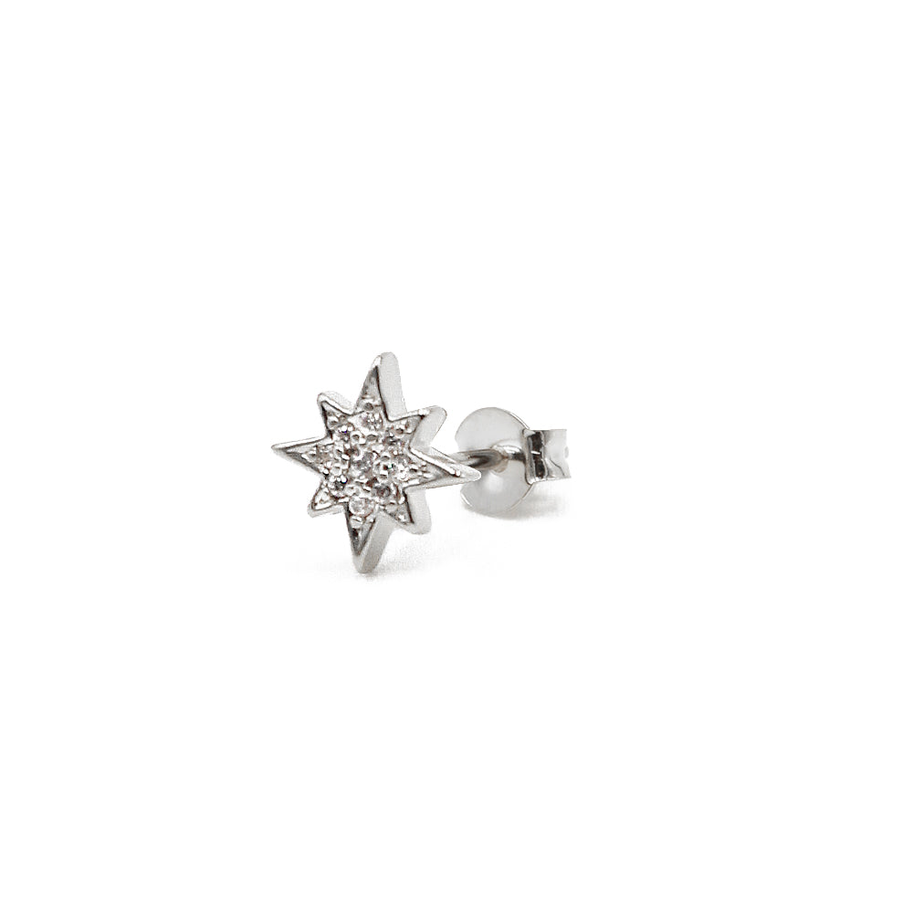 Mini puce d'oreilles argent en forme d'étoile du nord
