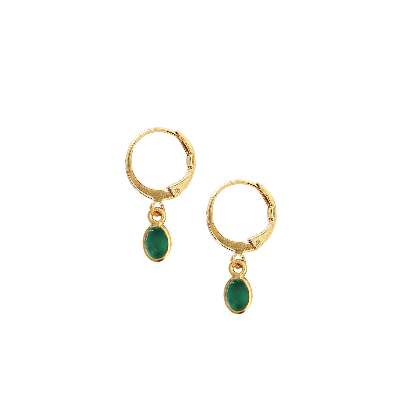 Mini créoles Nilaï pendantes pierre quartz emeraude