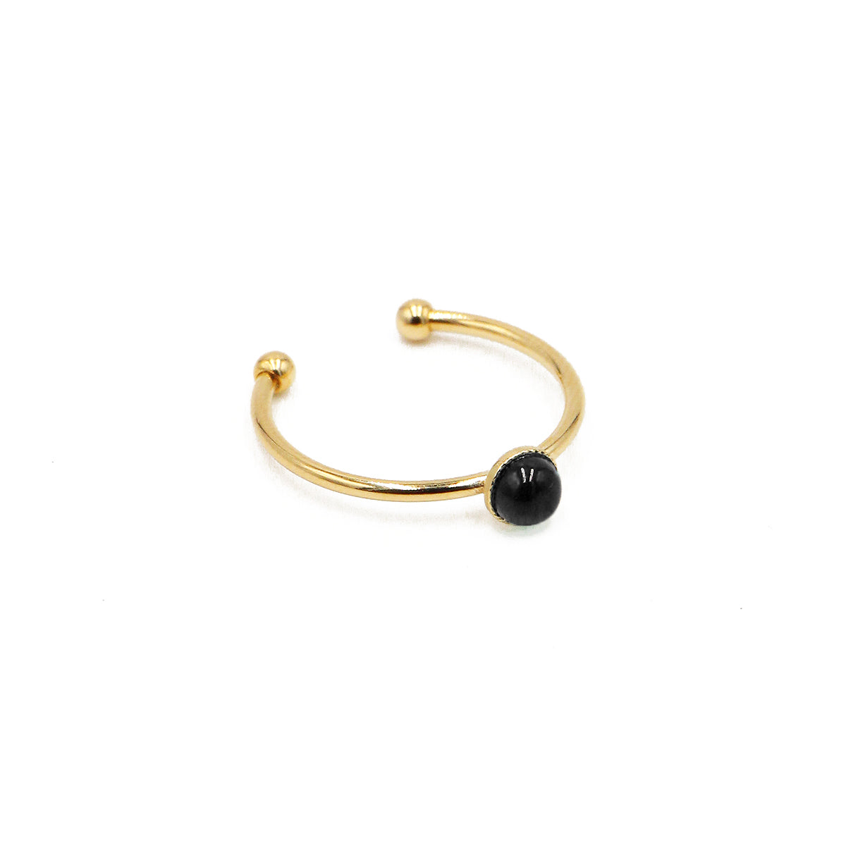 Bague mini athéna nilai ornée d'une pierre ronde agate noire