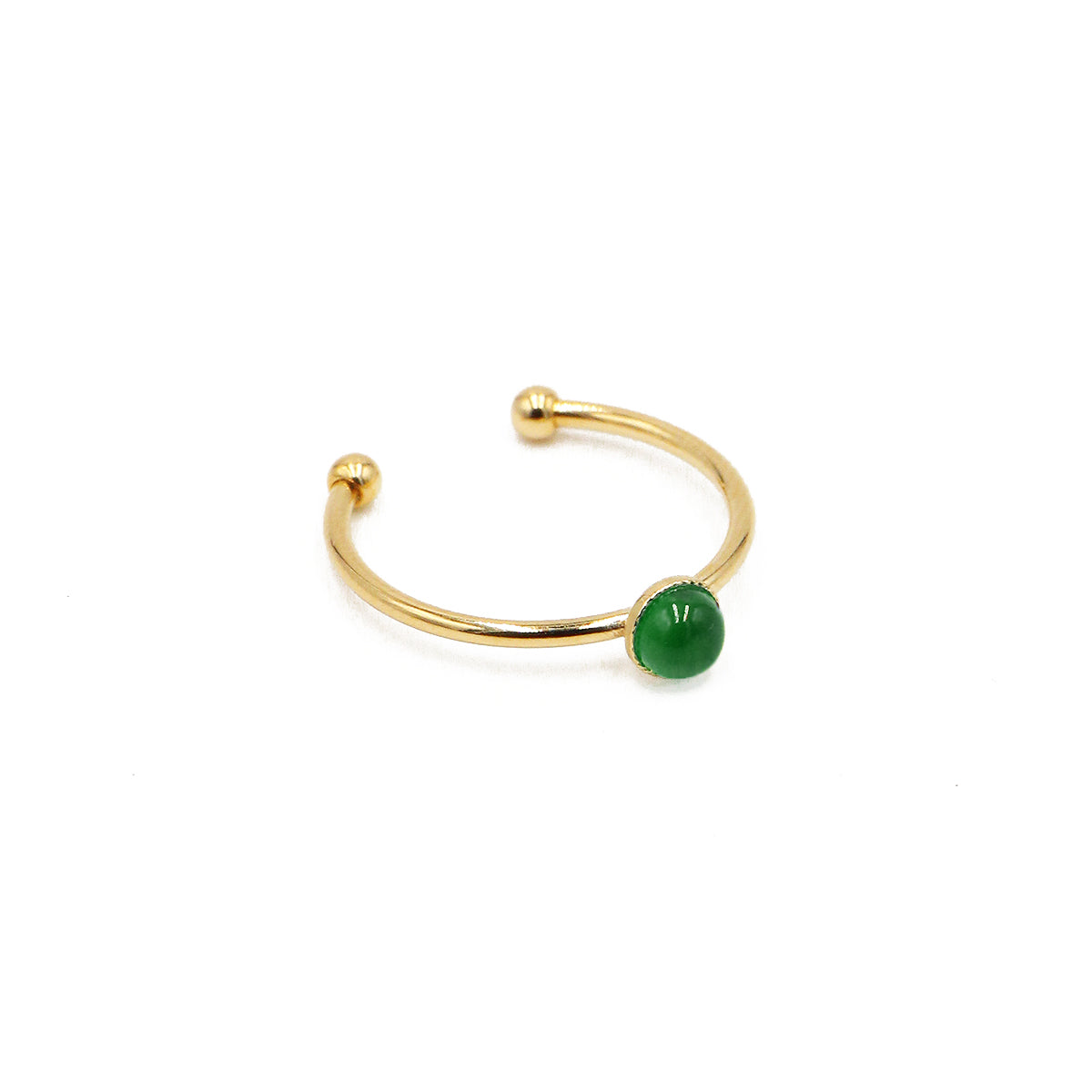 Bague mini athéna nilai ornée d'une pierre ronde agate verte