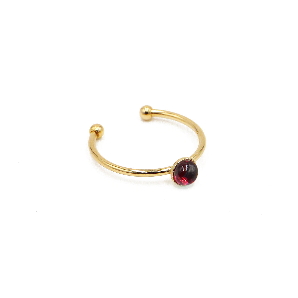 Bague mini athéna nilai ornée d'une pierre ronde grenat
