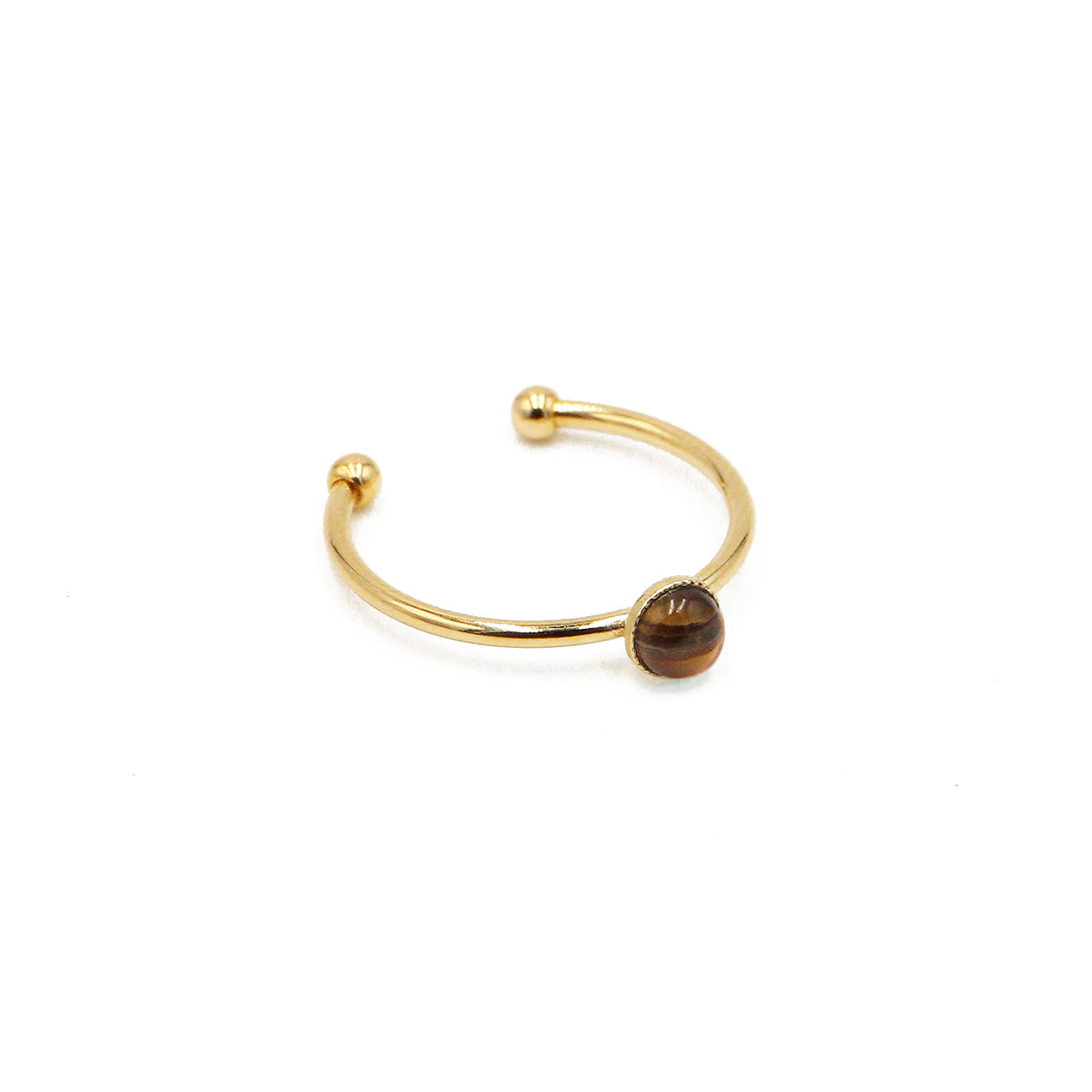 Bague mini athéna nilai ornée d'une pierre ronde oeil de tigre