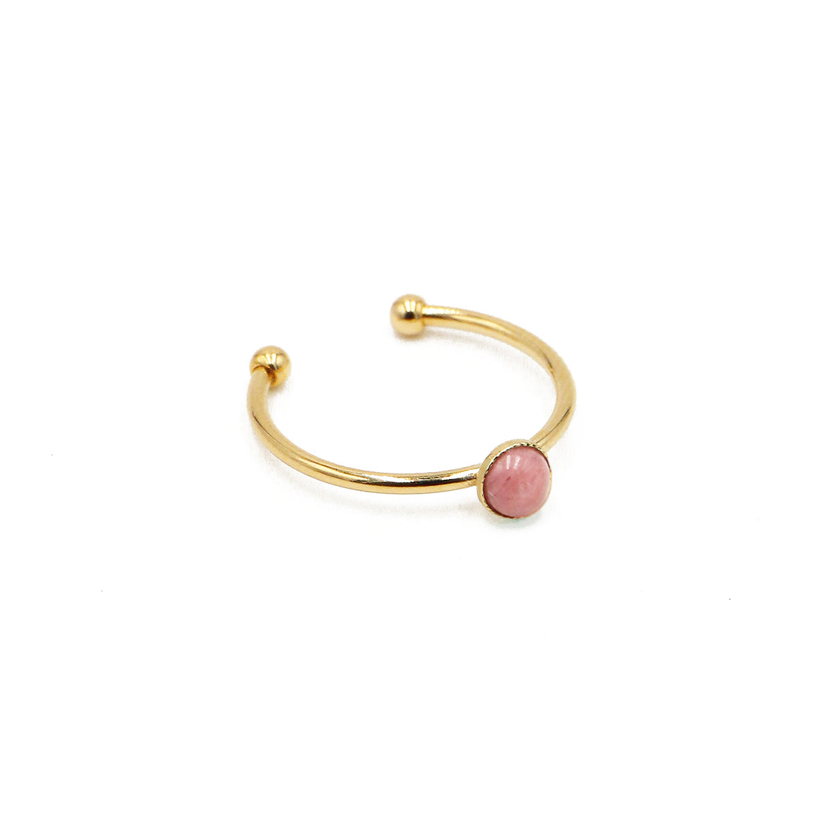 Bague mini athéna nilai ornée d'une pierre ronde rhodocrosite