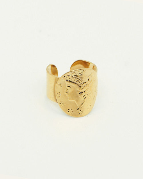 Bague Nilaï imposante gravée pièce monnaie romaine