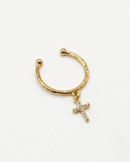 Bague fine couleur Or avec croix