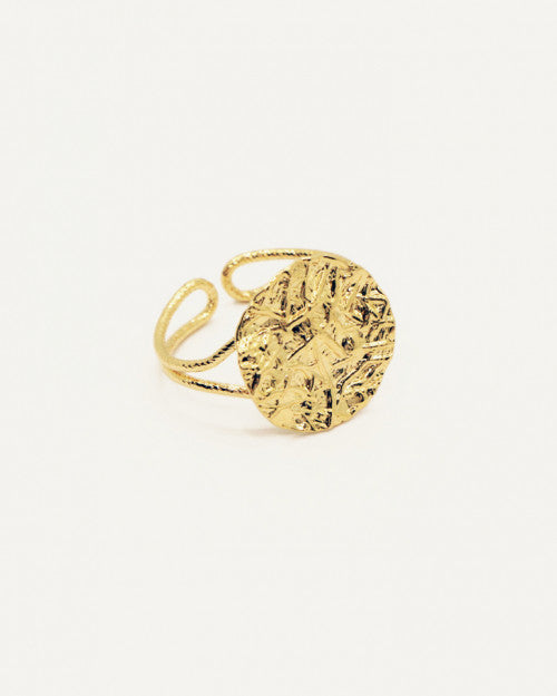 Bague Nilaï médaille ronde martelée