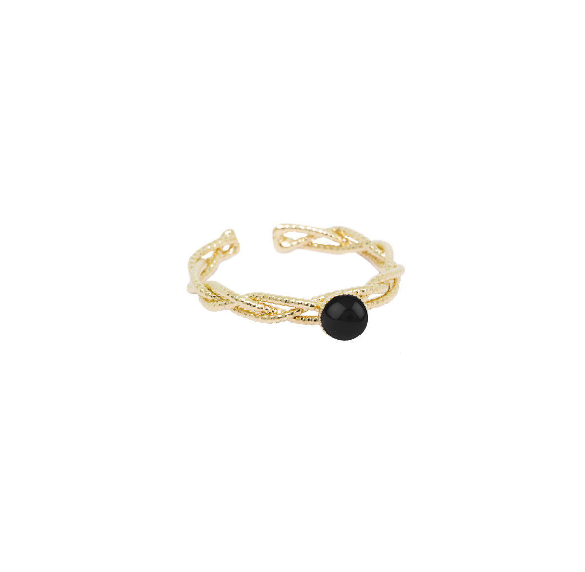 Bague Nilaï torsadée ornée pierre agate noire