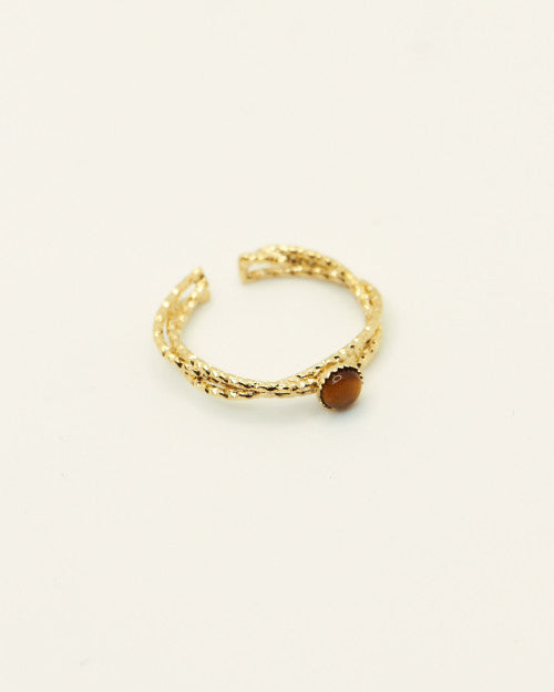 Bague Nilaï torsadée ornée pierre oeil de tigre