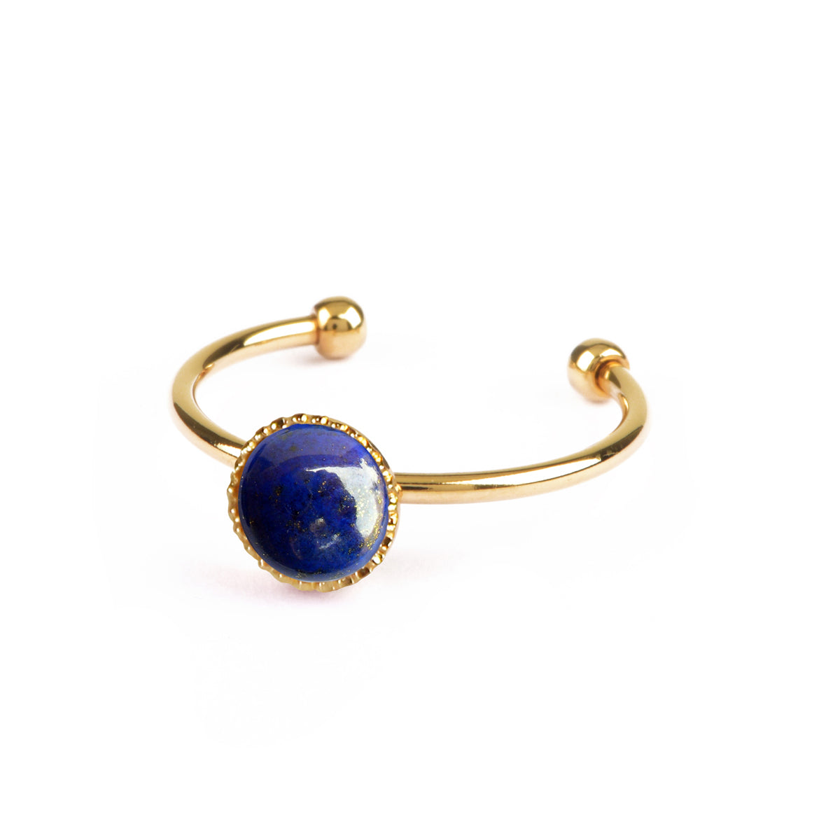 Bague réglable athéna de la marque nilai avec pierre agate bleue