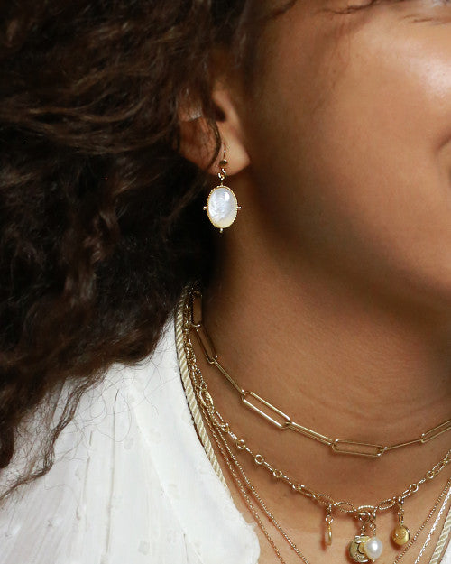 boucles d'oreilles new calypso avec pierre nacre