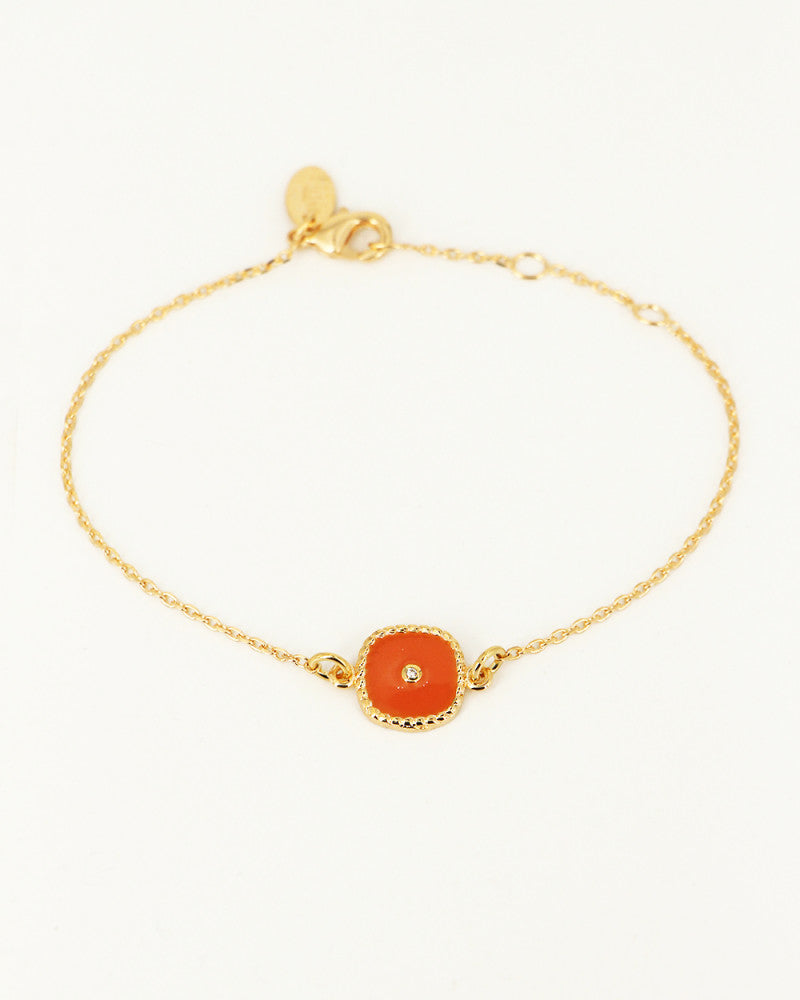 bracelet fin bélize avec medaille carrée orange