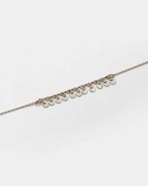 Bracelet Nilaï chaine fine orné pampilles rondes argent
