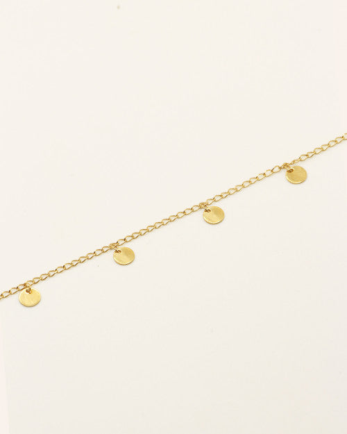 Bracelet Nilaï chaine fine orné pampilles rondes espacées or