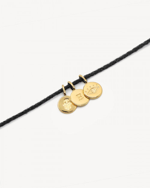 Cordon noir initiales nilai personnalisable avec la médaille initiale de votre choix