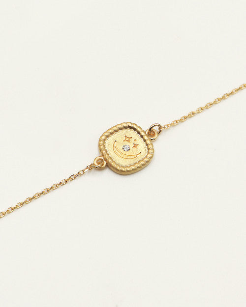 Bracelet fin Nilai à médaille carrée ornée d'une lune