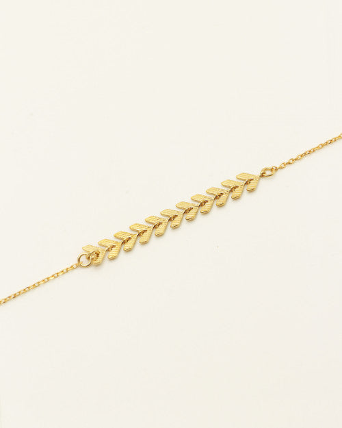 Bracelet Nilaï chaine fine motif épi de blé or