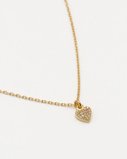 Collier fin plaqué or Nilaï avec pendentif coeur à strass