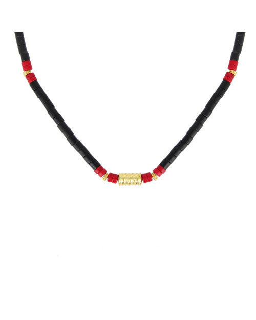collier surfer nilai composé pierres howlites noires