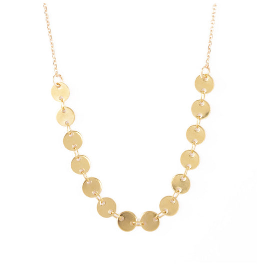 Collier Nilaï pastilles rondes liées par fins maillons or