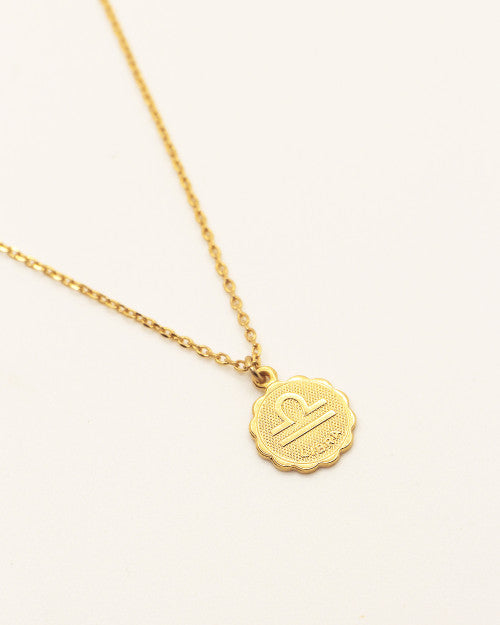 collier fin nilai avec signe astrologique du zodiaque balance