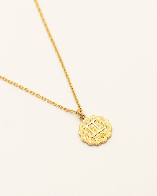collier fin nilai avec signe astrologique du zodiaque gémeaux