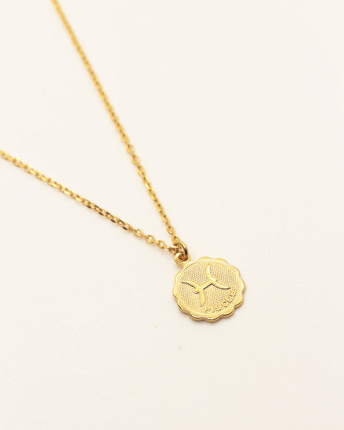 collier fin nilai avec signe astrologique du zodiaque poisson