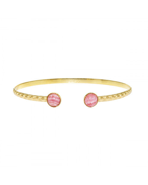 jonc athéna clouté de la marque nilai orné d'une pierre quartz rose