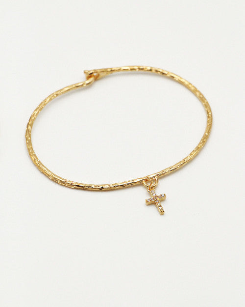 Jonc plaqué or Lily avec pendentif croix