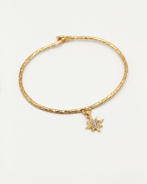 Jonc plaqué or Lily avec pendentif étoile du nord