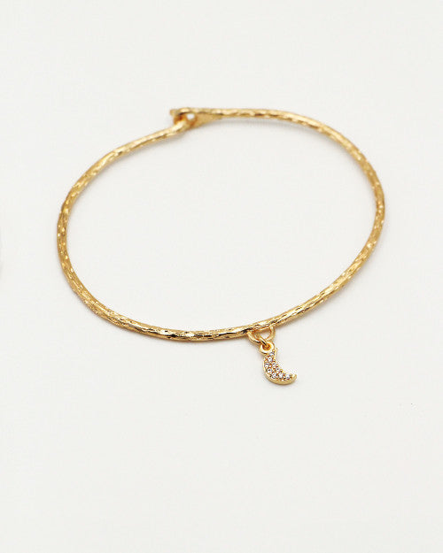 Jonc plaqué or Lily avec pendentif lune